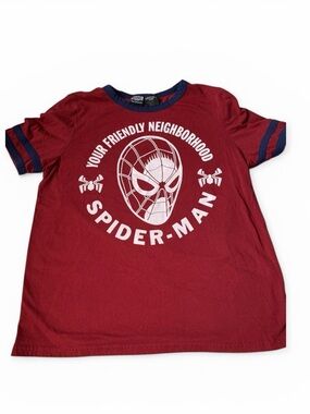 🎆🎇3for$9 Women’s Marvel Spider-Man t shirt; maroon with navy trim: size M